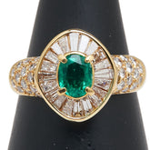 K18YG イエローゴールド エメラルド0.55ct ダイヤ1.25ct リング 指輪 レディース 13号 【中古】